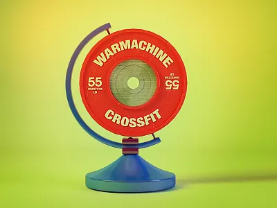 Bumper Plate Globe 3d model character design cinema4d concept crossfit digital art graphic design illustration photoshop