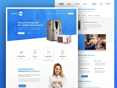 Heating & Cooling Homepage air conditioning cooling furnace heater heating homepage hvac landing page long scroll plumbing quote