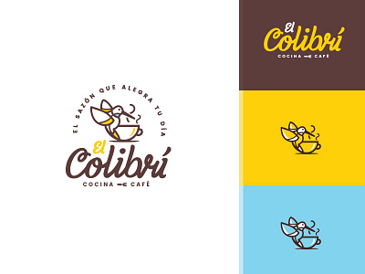 El Colibri coffee design hummingbird illustration kitchen logo