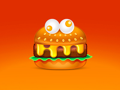 Burger Beast beast burger cheese creature food hamburger icon logo mark monster oozing restaurant