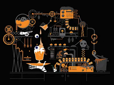 Halloween Candy Lab halloween illustration lab machine rube goldberg