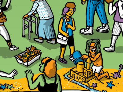 Giving Poster - progress crop 4 beach color digital drawing illustration isometric nachos progress