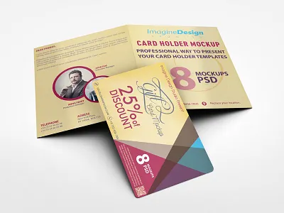 Card Holder Mockup V1 card client club credit discount folder gift holder hotel key mockup vip