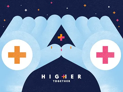« ➕ » + « ➕ » = 🚀 hands higher illustration space studio together woop