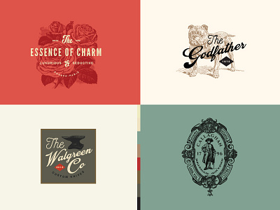 Vintage Logo Templates (vol. 3) badge blacksmith editable flowers identity logo retro roses templates vintage whiskey