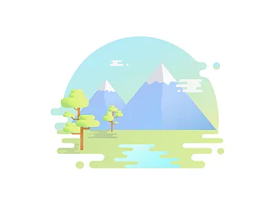 Landscape Series - 1 blue landscape minimal mountains trees