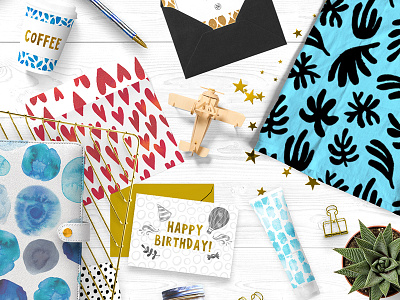 Matiss pattern set abstract creativemarket marialetta matiss pattern preview showcase watercolor