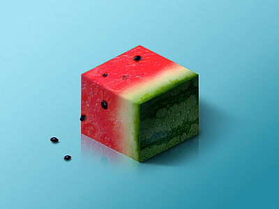 Watermelon @ World of Isometric Fruits design fitness fruit graphic health illustration isometric manipulation photoshop