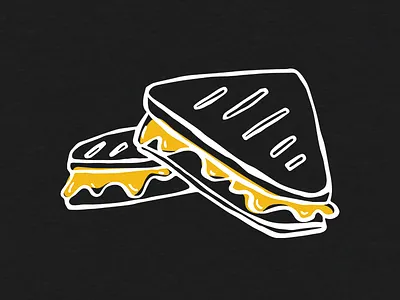 Grilled Cheese Illustration black bread cheese drawing grilled cheese orange sketch vector white