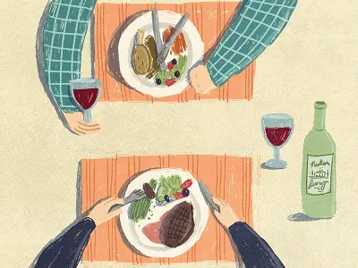 Dinner for two art digital illustration dinner drawing editorial fun illustration magazine photoshop