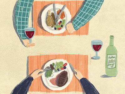 Dinner for two art digital illustration dinner drawing editorial fun illustration magazine photoshop