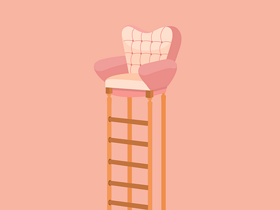 A (very) high chair chair object pastel pink vector whimsical