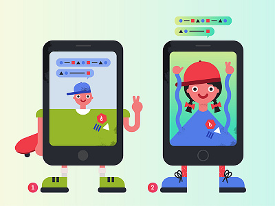 Two Mascot Suggestions for Catena Media 2d illustration boy catena media character colors girl illustration mascot peace vector