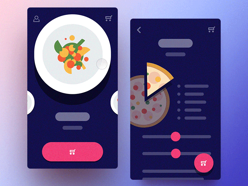 Quick Bite cart interaction mobile pizza principle salad shop simple slide tasty ui ux