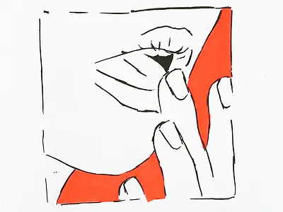 Girl Doodle black drawing frame girl handrawn illustration ink mouth red sexy sketch