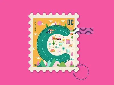 Letter C for Cycling countryside cycle cycling fit graphic