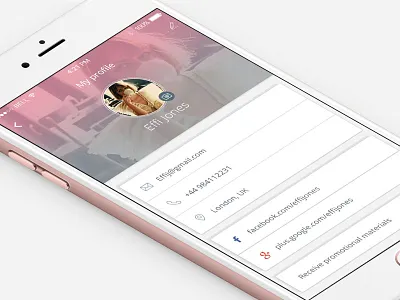 Settings app cards flat ios mobile profile settings social