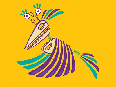 Feathered Raptor art bird cartoon character design illustration vector