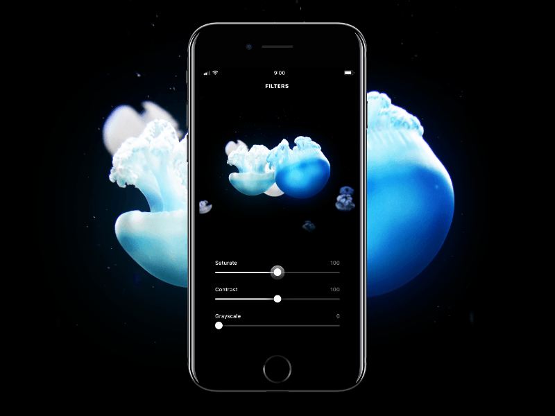 Framer Slider — Photo Filters animation contrast edit filter framer framerjs interaction jellyfish photo prototype slider sliders