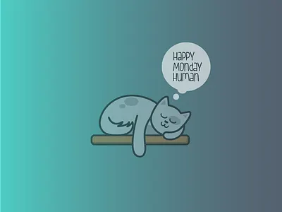 Happy Monday Human animal blue cat gradient graphicdesign illustration monday pet sleep ui uidesign