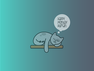 Happy Monday Human animal blue cat gradient graphicdesign illustration monday pet sleep ui uidesign