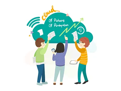 Cloud Feature | Teman Bisnis caricature characters concept design flat illustration people