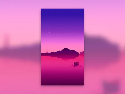 Progressive illustration lake stars surface surroundings tower water wear