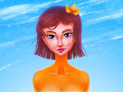 Golden art character digital painting drawing illustration