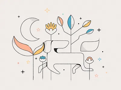 Dog dog flowers guadalajara jump leaves lines mexico moon night plants stars texture