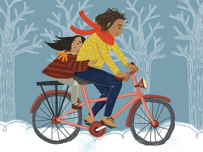 Biking In The Winter art biking character design digital painting drawing freelance illustration kitchen magazine photoshop south africa