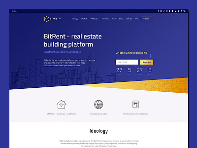 Promo page for BitRent bitrent building house platform promo site web