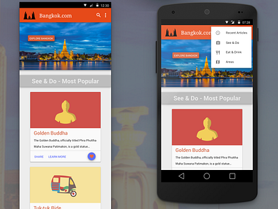 Bangkok.com: a Material redesign (mobile homepage) android bangkok google material design mobile redesign thailand ui ux web web design website
