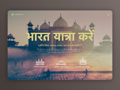 Landing page India Tours dailyui experience india interface landing tourism ui visual website