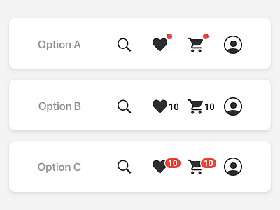 eCommerce nav indicator options ecommerce feedback nav navigation ui