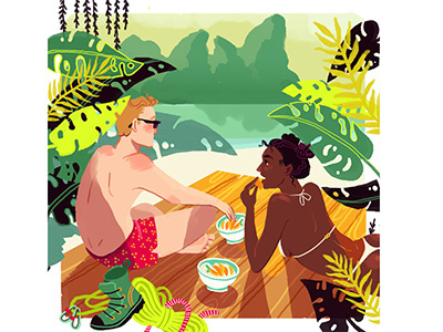 Off the Beaten Path, Thailand advertising color illustration mango plants thailand travel tropical