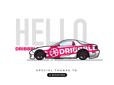 First Shot car debut dribbble first shot hello dribbble illustration invite mazda sketch rx 7