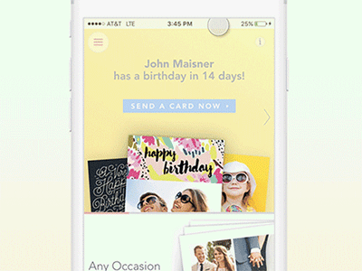 Ink Cards home screen prototype