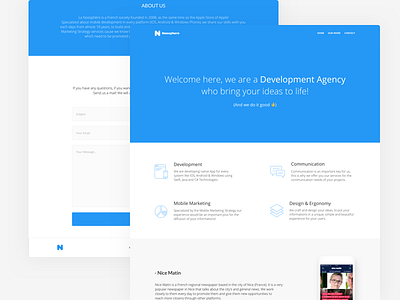 Noosphere - Landing page blue clean flat landing page minimal simple sketch ui ux web webpage website