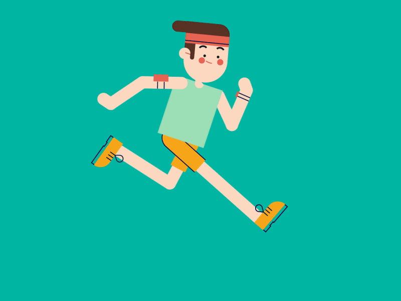 Run! animation character design flat motion run