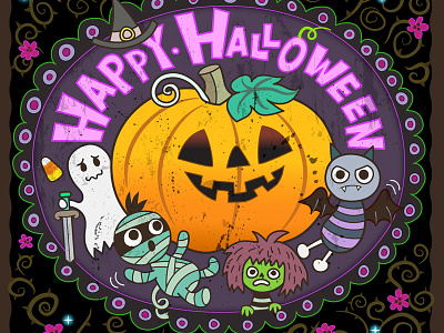Halloween 2017 bat character cute ghost halloween kawaii mummy pumpkin purple zombie
