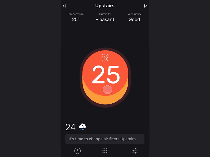 Temperature control – Oul Smart Thermostat animation app app design interaction design iot design motion product design smart home smart thermostat ui ui animation ux