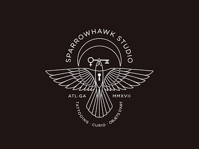 SparrowHawk Studio⚡️ bird key logo mark moon sparrow