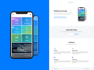 Landing App app design freebie landing template