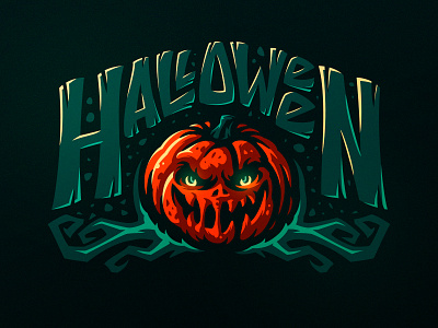 Happy Halloween Dribbblers! art dark dlanid evil halloween illustration logo mascot night pumpkin