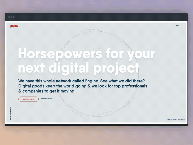Engine landing animation business concept flat interactive landing promo site trend web site website