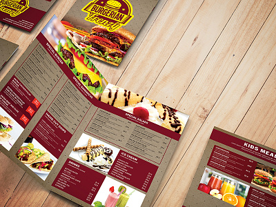 Bi-Fold Fast Food Menu Template bifold design bifold template burger menu cafe menu fast food menu food menu design menu design menu template print design restaurant menu retro menu vintage menu