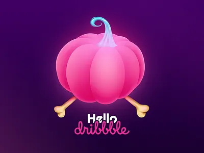 Hello, dribbble! bones community first shot halloween hello new pink pink pumpkin pumpkin welcome shot