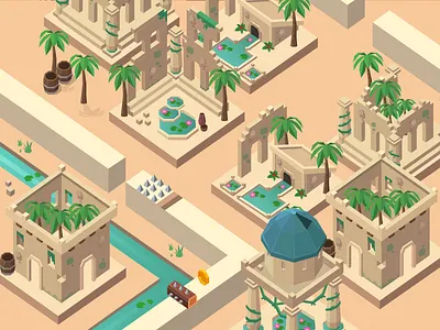 Prince_loc_2 game houses locations low poly town vector