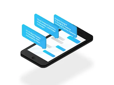 Portfolio Icon blue icon illustration iphone isometric resume text text message