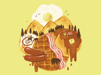 Breakfastscape animals breakfast camping food illustration landscape nature shirt threadless